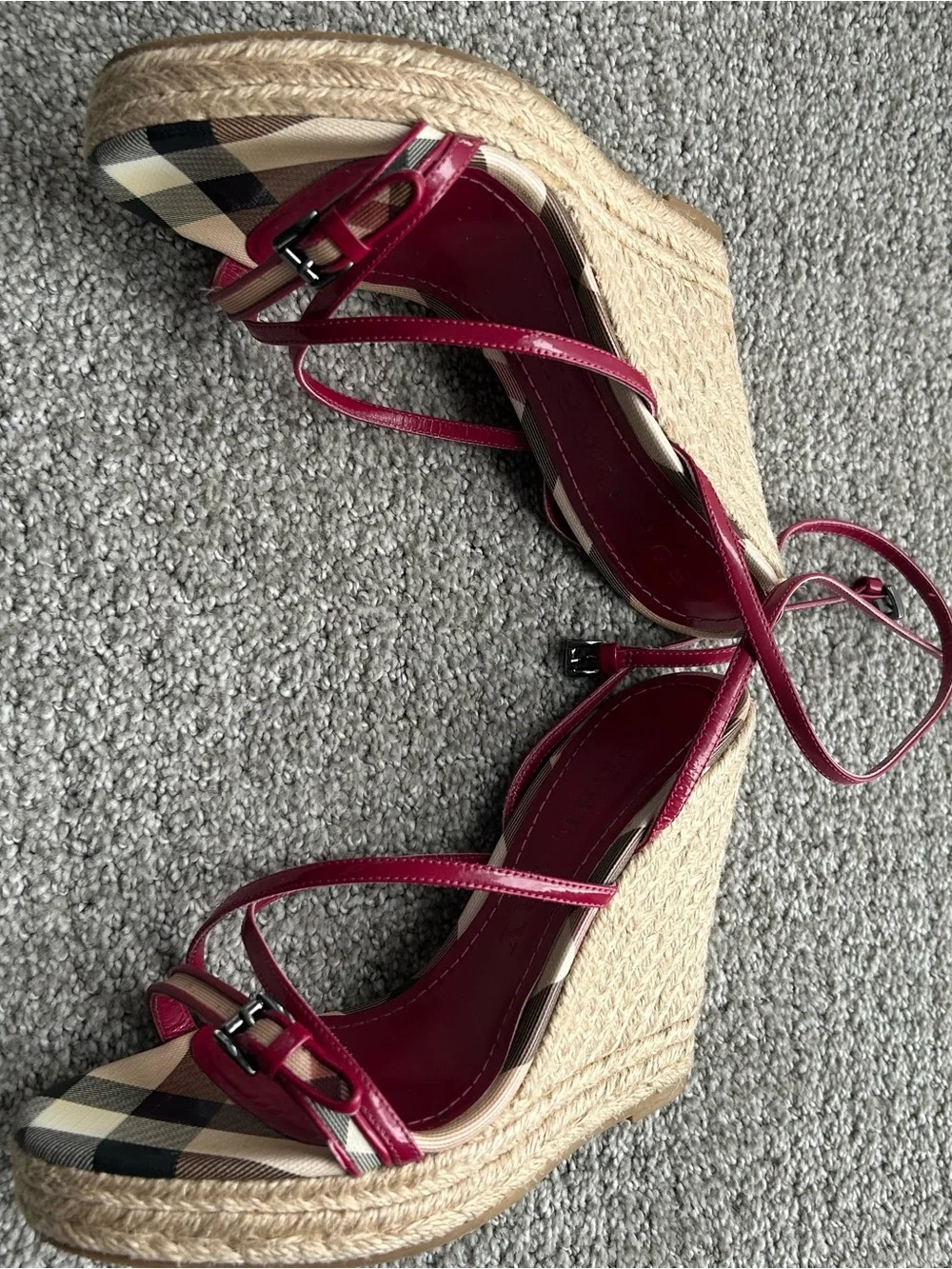 Burberry Women's raspberry  sorbet   Plaid Espadrille Sandals